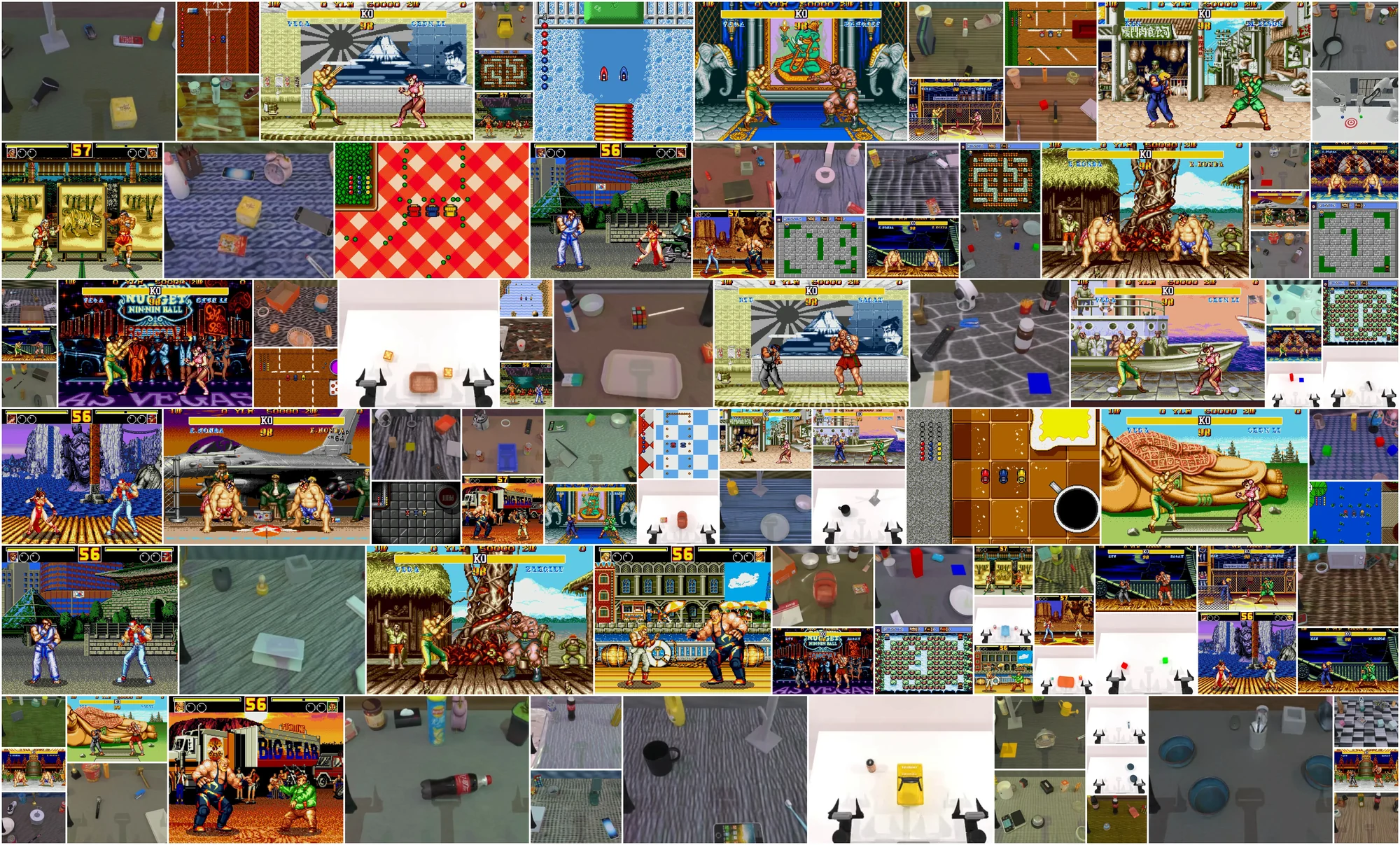 Frames from the six data sources.